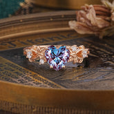Woodland 4 Prong Heart Alexandrite Wedding Ring